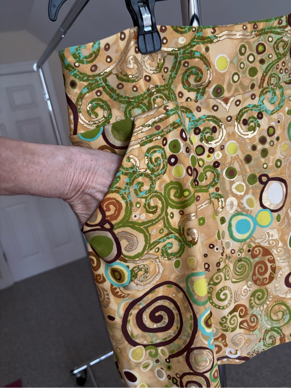 V-Neck Tunic Top with matching Skort - Gold & Green Swirl Print - Picture 4 of 10